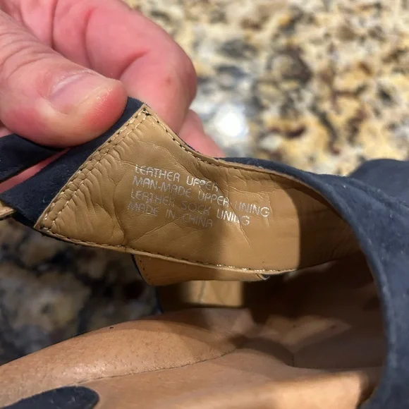 Earth Navy Suede Wedge Heels with Elegant Design - Picture 3 of 4